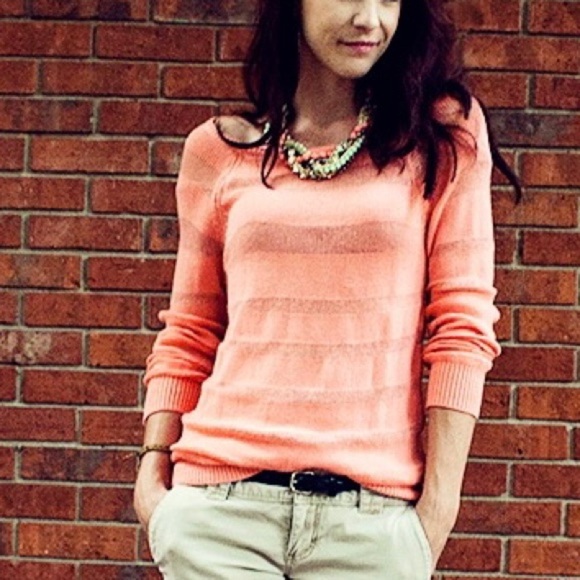 ILLA ILLA coral crew neck 3/4 sleeve sweater, Sz L - Picture 1 of 9